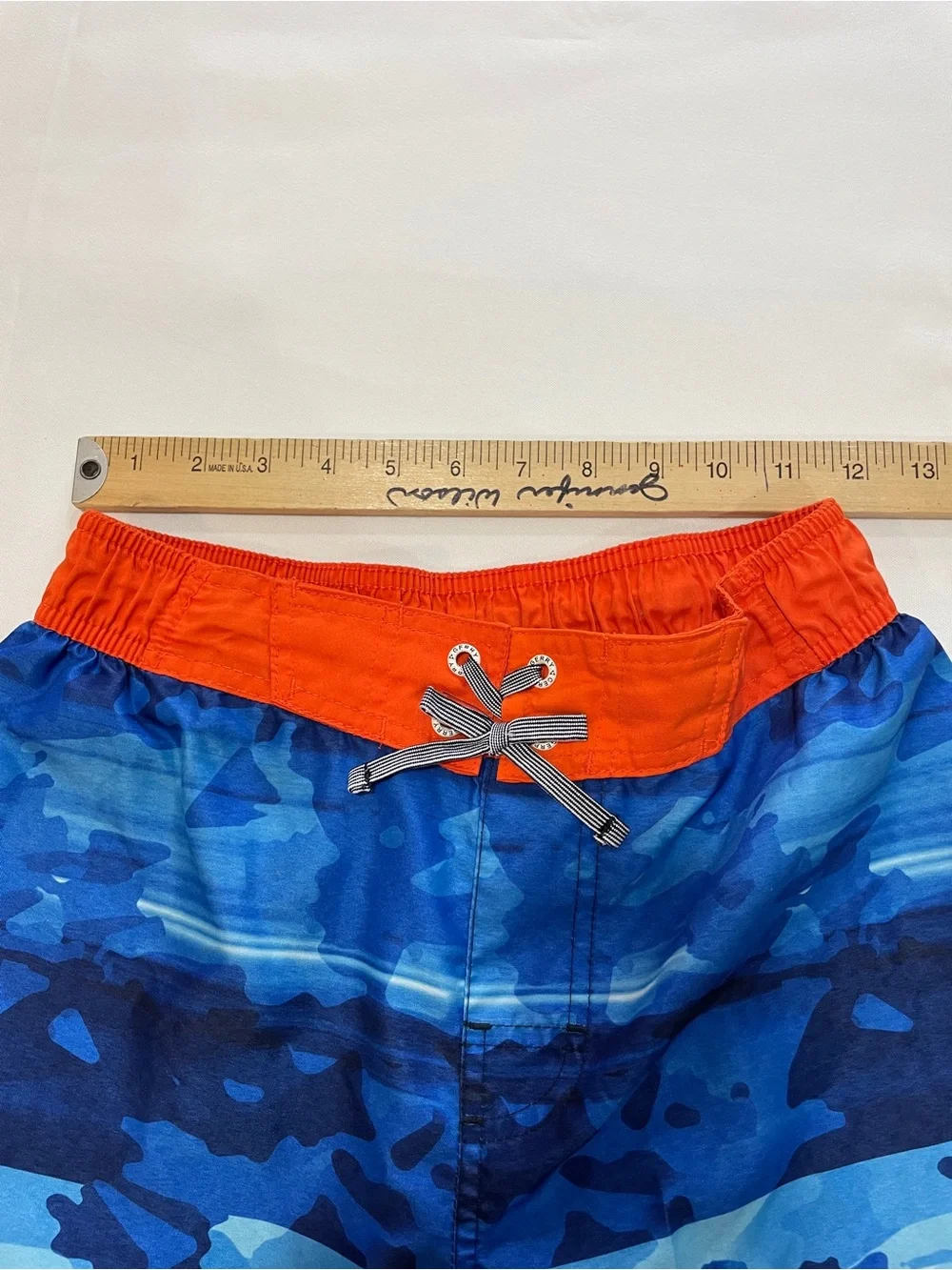 Gerry Blue Camo Swim Trunks with Orange Waistband